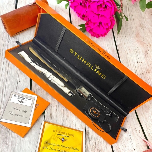 - NIB STUHRLING Origional womens watch with leather bands box papers - Picture 2 of 15